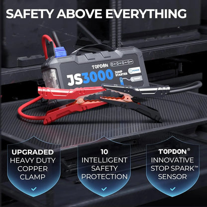 Topdon Jump Starter JS3000/JS2000Pro 3000A/2500A/1500A/1200A Power Bank 12V Car Starting Device  for Booster TOPDON JS 3000